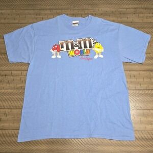 Vintage M&M's World Las Vegas T-Shirt Light Blue Large Single Stitch Rare